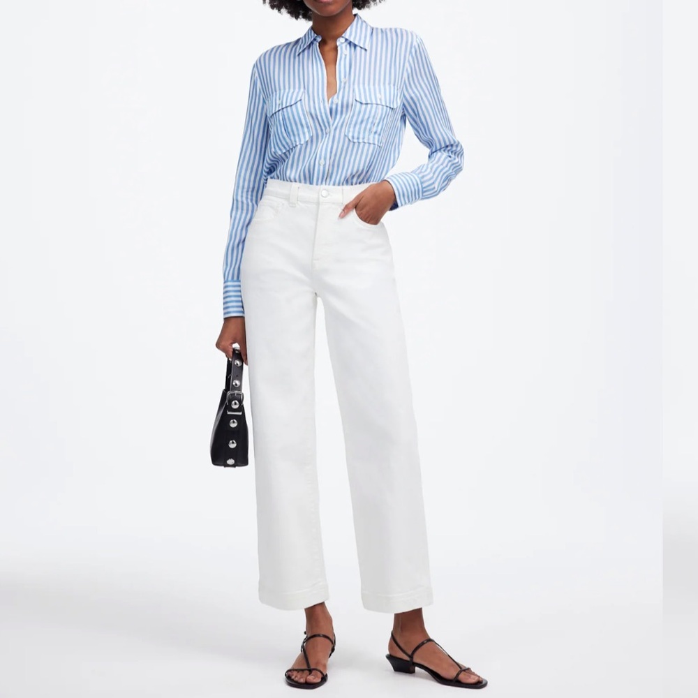 Madewell Perfect Vintage Wide Leg Cropped Jeans, White, Size 24P